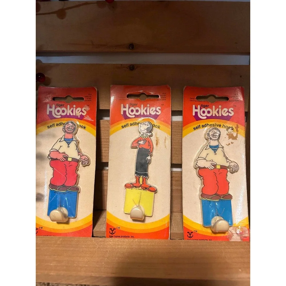 Tiger Hookies Popeye Wall Hooks Unisex OS Multi NEW Vintage 1977‎ Cartoon Retro
